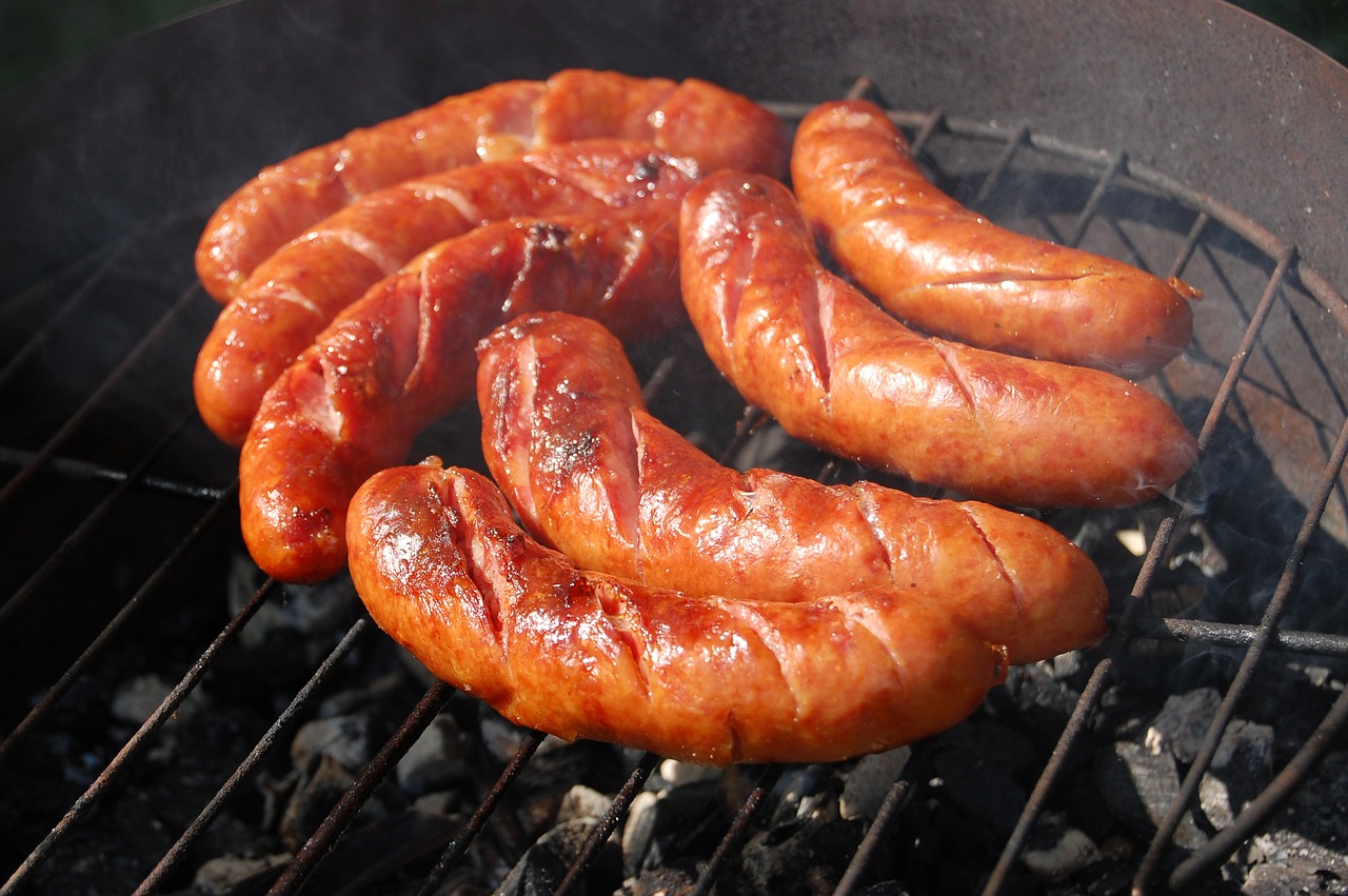 sausages on the grill