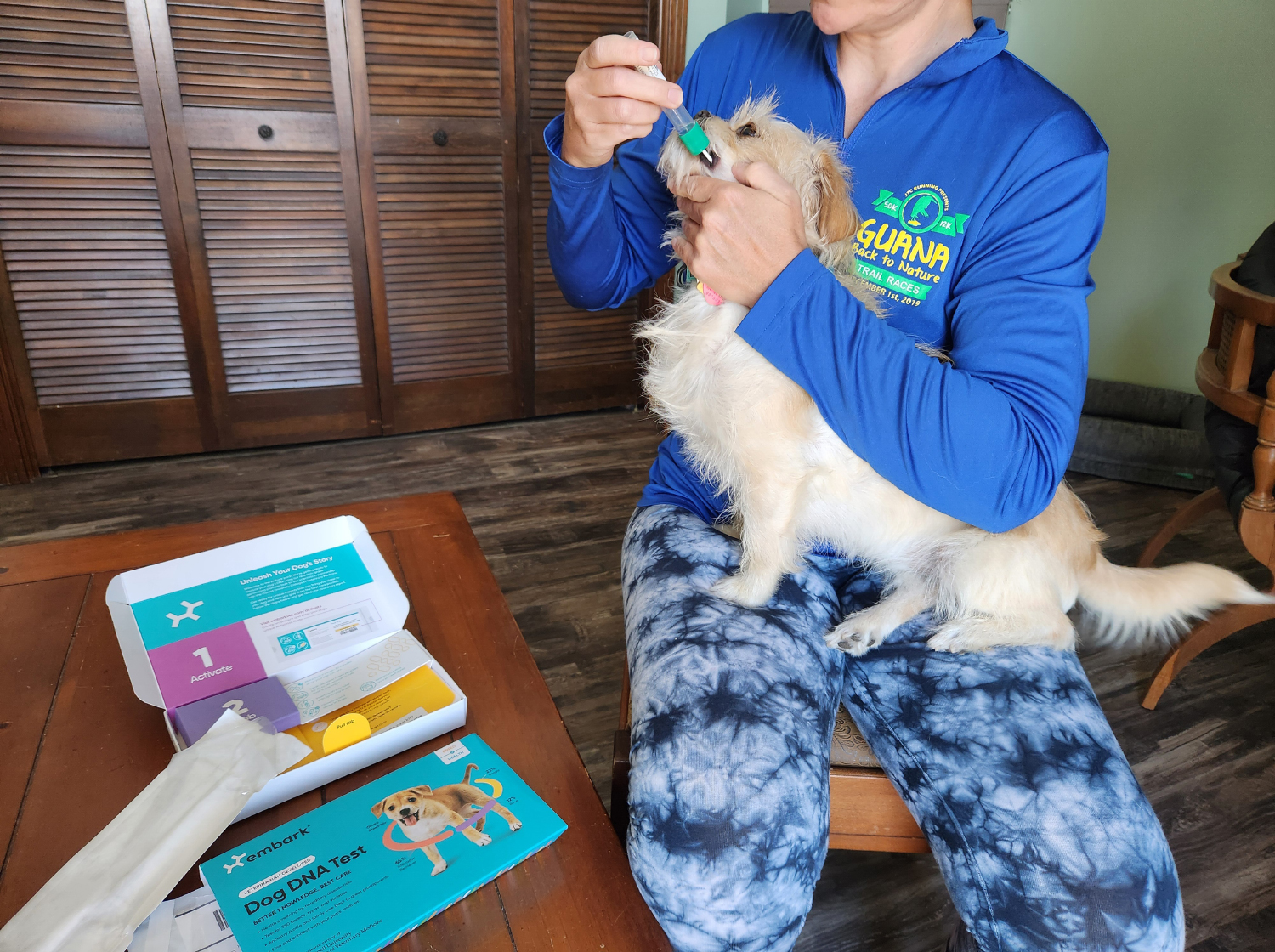 Embark Dog DNA Test - candy getting swabbed