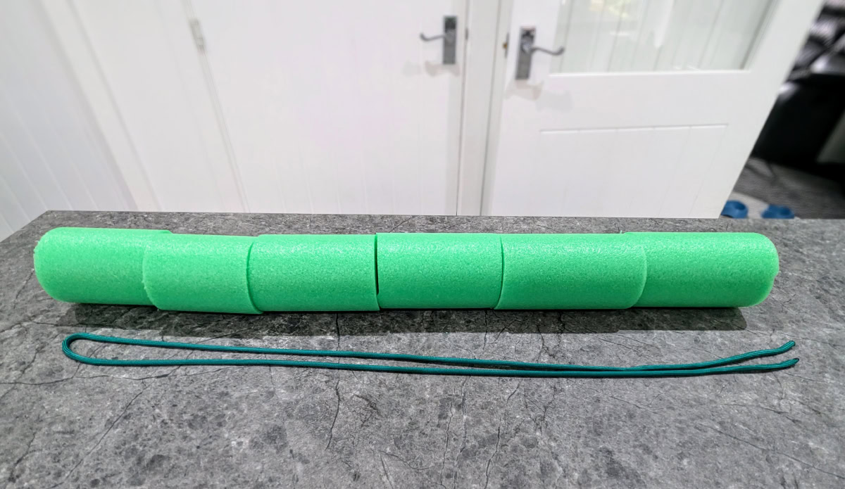 cut pool noodle and cord