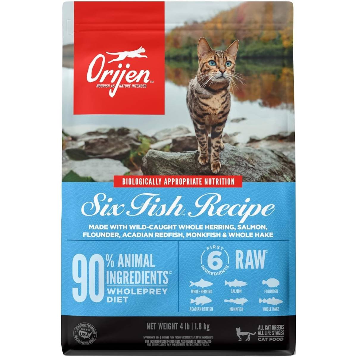 ORIJEN Six Fish Dry Cat Food, Grain Free Cat Food for All Life Stages, With WholePrey Ingredients