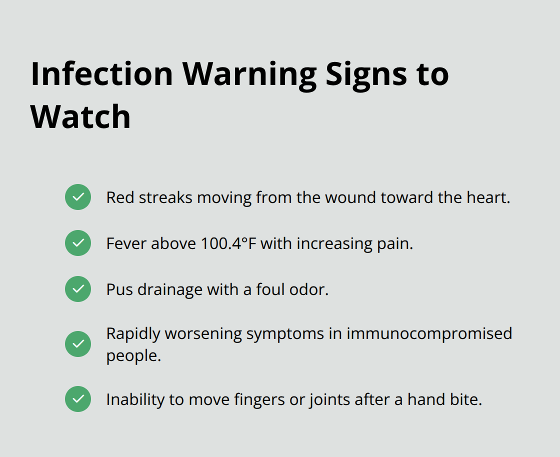 Checklist of dog bite infection warning signs for U.S. readers